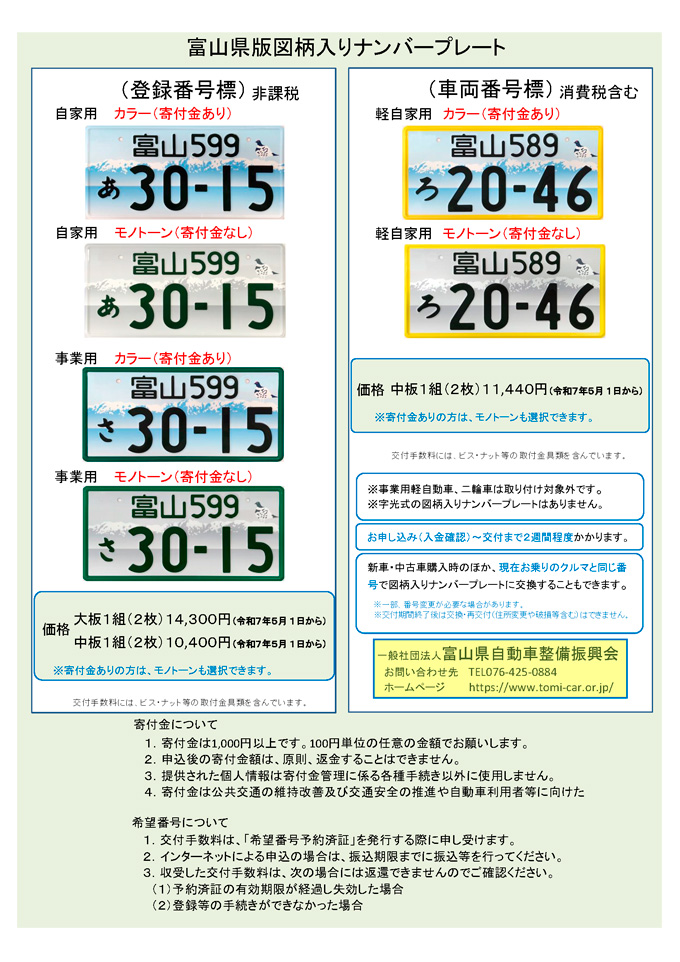 富山県版図柄入りナンバープレートイメージ